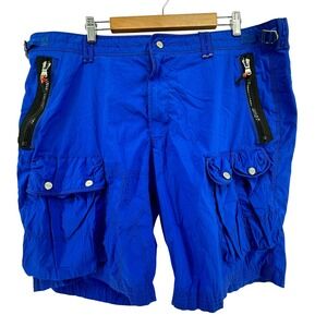 VTG RLX Ralph Lauren Mens Slim Fit Cargo Paratrooper Shorts Blue Utility Size 42